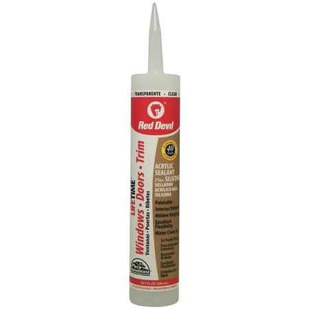 RED DEVIL Lifetime Acrylic Sealant, Clear, 20 to 180 deg F, 101 floz Cartridge 0866PR